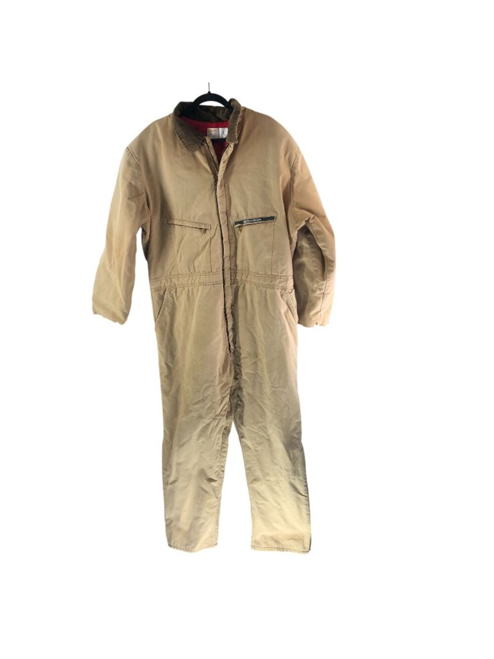 Key Outerwear Mens Vintage 70s-80s Tan Insulated Coveralls XL Red Lined USA-Made